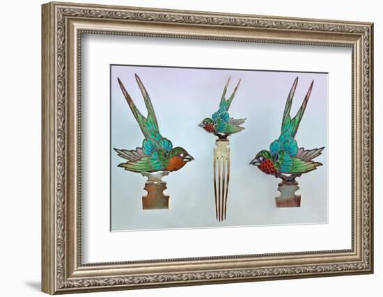 British Arts and Crafts Hair Combs with Swallows-null-Framed Photographic Print