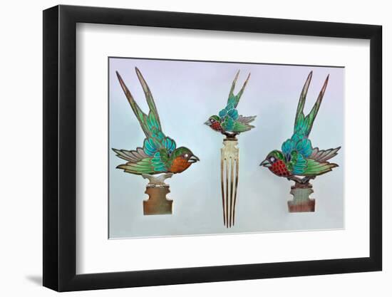 British Arts and Crafts Hair Combs with Swallows-null-Framed Photographic Print