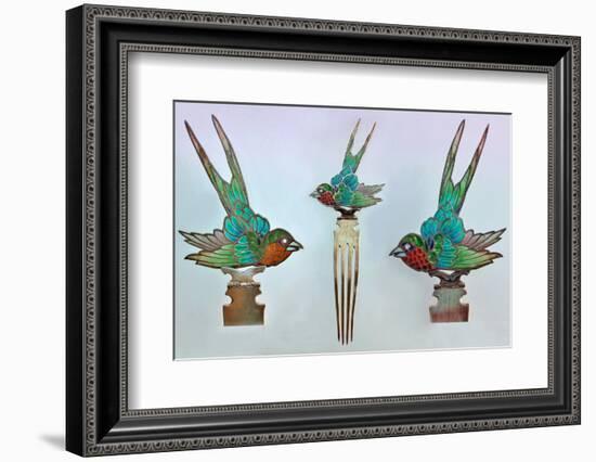 British Arts and Crafts Hair Combs with Swallows-null-Framed Photographic Print