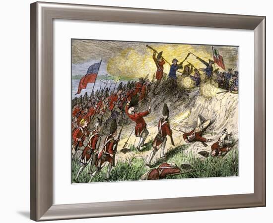 British Assault on the American Position Atop Breed's Hill, Battle of Bunker Hill, c.1775-null-Framed Giclee Print