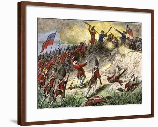 British Assault on the American Position Atop Breed's Hill, Battle of Bunker Hill, c.1775-null-Framed Giclee Print