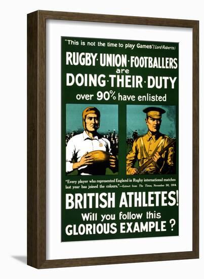 British Athletes! Will You Follow This Glorious Example?-Johnson, Riddle & Co-Framed Art Print