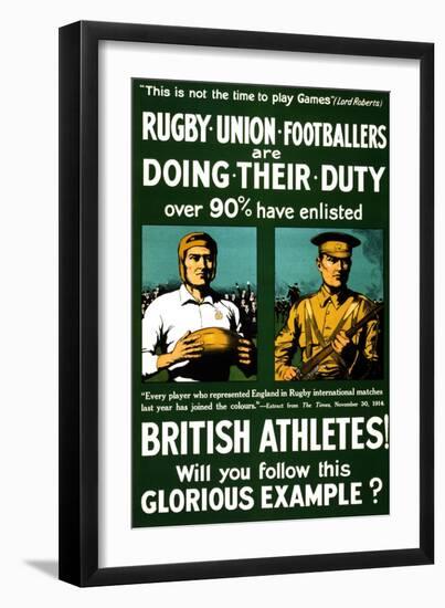 British Athletes! Will You Follow This Glorious Example?-Johnson, Riddle & Co-Framed Art Print