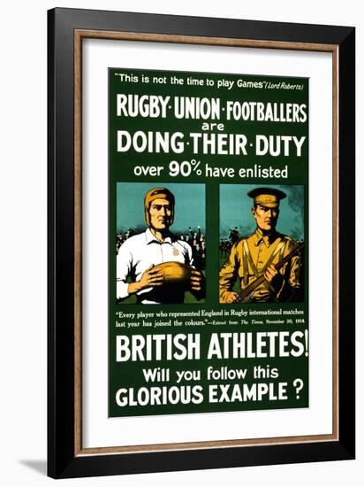 British Athletes! Will You Follow This Glorious Example?-Johnson, Riddle & Co-Framed Art Print