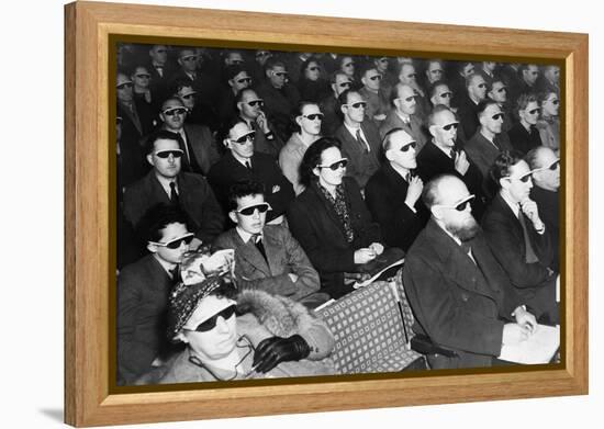 British Audience Wears Smoke-Colored Glasses to View a 3-D Movie in 1954-null-Framed Stretched Canvas