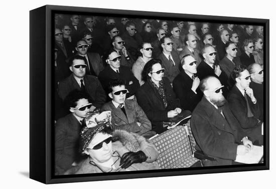 British Audience Wears Smoke-Colored Glasses to View a 3-D Movie in 1954-null-Framed Stretched Canvas