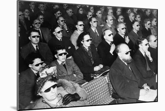 British Audience Wears Smoke-Colored Glasses to View a 3-D Movie in 1954-null-Mounted Photo