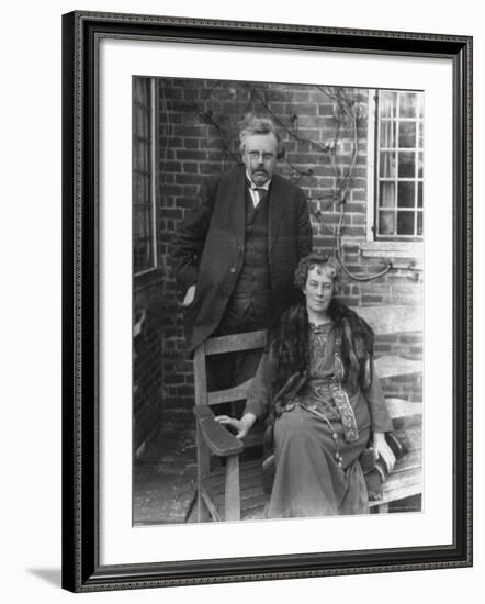 British Author G. K. Chesterton and His Wife Outdoors, in Portrait-Emil Otto Hoppé-Framed Premium Photographic Print