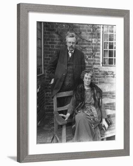 British Author G. K. Chesterton and His Wife Outdoors, in Portrait-Emil Otto Hoppé-Framed Premium Photographic Print