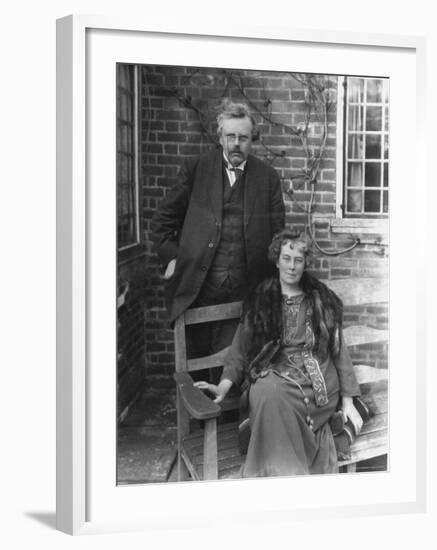 British Author G. K. Chesterton and His Wife Outdoors, in Portrait-Emil Otto Hoppé-Framed Premium Photographic Print