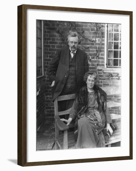 British Author G. K. Chesterton and His Wife Outdoors, in Portrait-Emil Otto Hoppé-Framed Premium Photographic Print