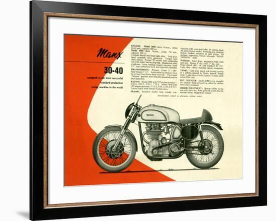 British BSA Manx 30 40 Motorcycle-Unknown Unknown-Framed Giclee Print