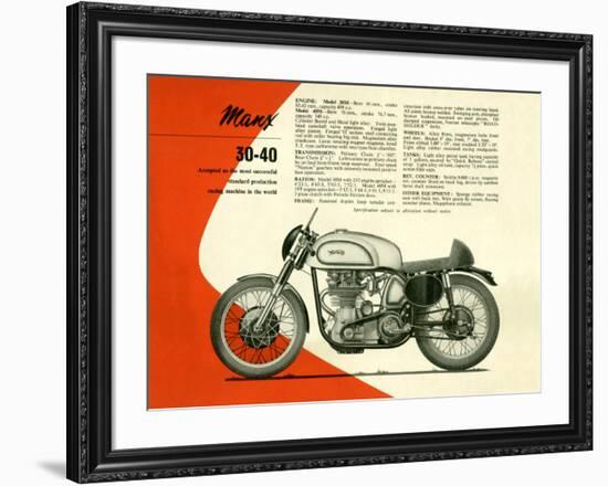 British BSA Manx 30 40 Motorcycle-Unknown Unknown-Framed Giclee Print