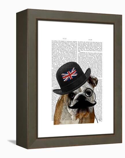 British Bulldog and Bowler Hat-Fab Funky-Framed Stretched Canvas