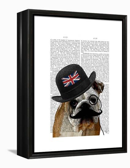 British Bulldog and Bowler Hat-Fab Funky-Framed Stretched Canvas