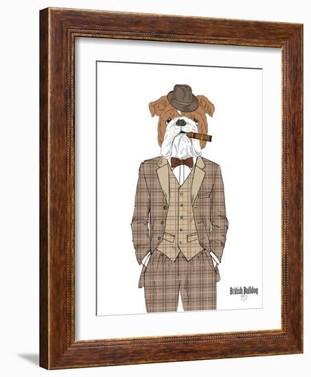 British Bulldog in Tweed Suit-Olga Angellos-Framed Art Print