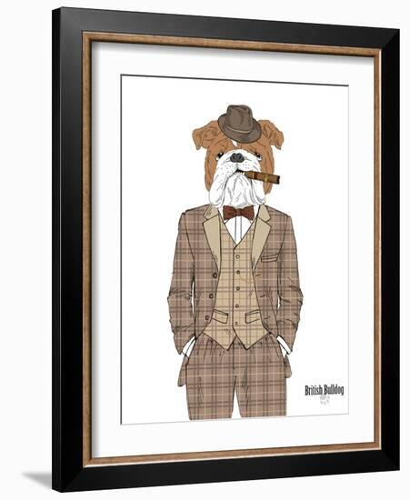 British Bulldog in Tweed Suit-Olga Angellos-Framed Art Print