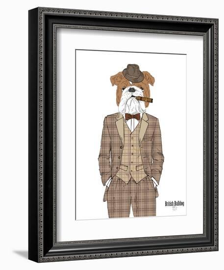 British Bulldog in Tweed Suit-Olga Angellos-Framed Art Print