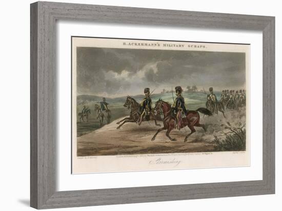 British Cavalry Regiment Involved in a Skirmish in Open Country-J. Harris-Framed Art Print