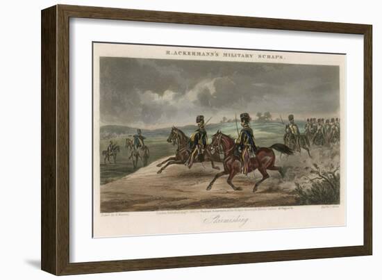 British Cavalry Regiment Involved in a Skirmish in Open Country-J. Harris-Framed Art Print