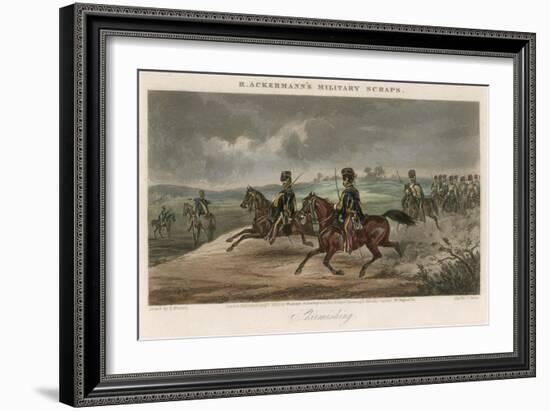 British Cavalry Regiment Involved in a Skirmish in Open Country-J. Harris-Framed Art Print