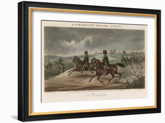 British Cavalry Regiment Involved in a Skirmish in Open Country-J. Harris-Framed Art Print