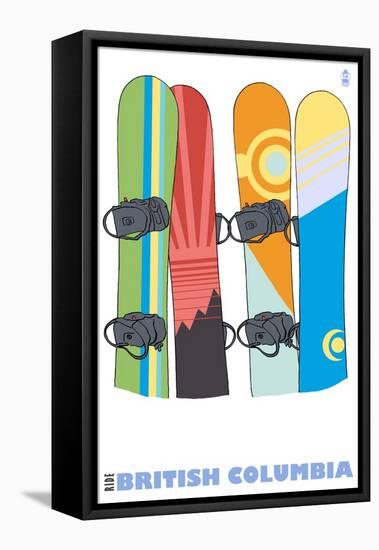 British Columbia, Canada, Snowboards in the Snow-Lantern Press-Framed Stretched Canvas