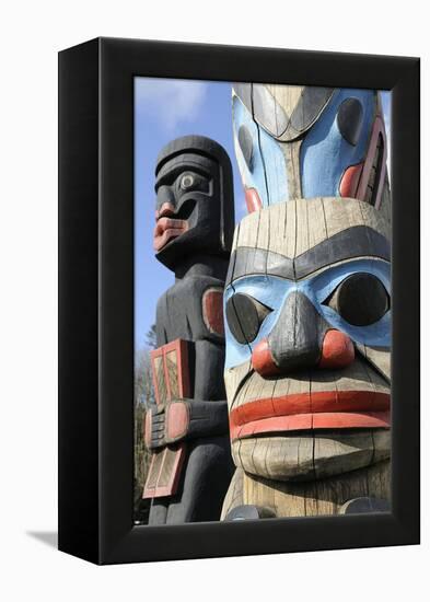 British Columbia, Vancouver Island. Human Above Killer Whale Above Indian Chief Holding Copper-Kevin Oke-Framed Premier Image Canvas