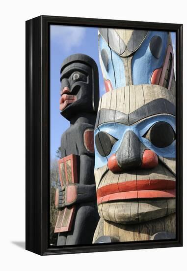 British Columbia, Vancouver Island. Human Above Killer Whale Above Indian Chief Holding Copper-Kevin Oke-Framed Premier Image Canvas