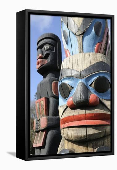 British Columbia, Vancouver Island. Human Above Killer Whale Above Indian Chief Holding Copper-Kevin Oke-Framed Premier Image Canvas