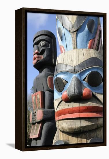 British Columbia, Vancouver Island. Human Above Killer Whale Above Indian Chief Holding Copper-Kevin Oke-Framed Premier Image Canvas