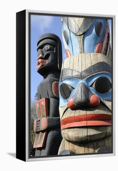 British Columbia, Vancouver Island. Human Above Killer Whale Above Indian Chief Holding Copper-Kevin Oke-Framed Premier Image Canvas