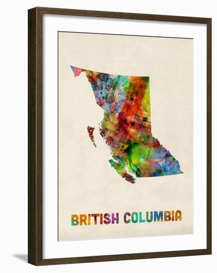 British Columbia Watercolor Map-Michael Tompsett-Framed Art Print