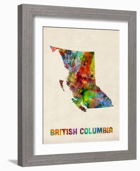 British Columbia Watercolor Map-Michael Tompsett-Framed Art Print