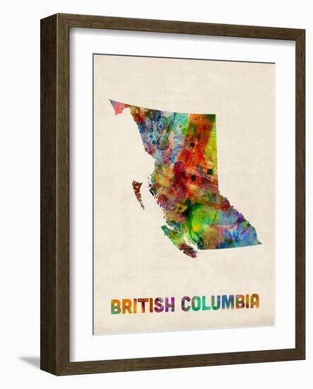 British Columbia Watercolor Map-Michael Tompsett-Framed Art Print