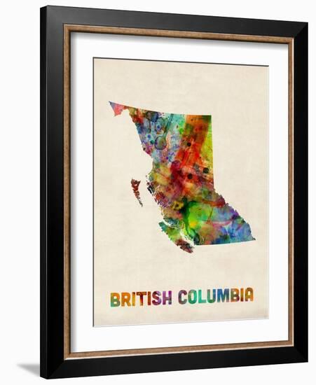 British Columbia Watercolor Map-Michael Tompsett-Framed Art Print