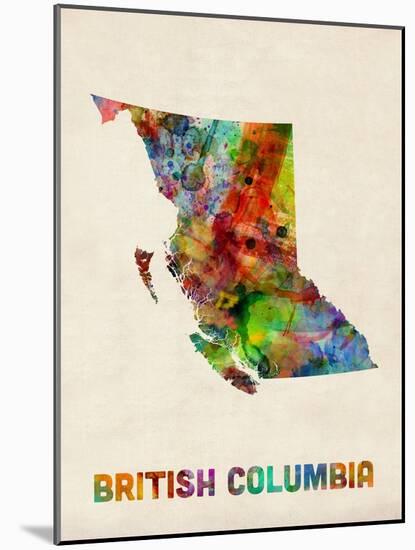 British Columbia Watercolor Map-Michael Tompsett-Mounted Art Print