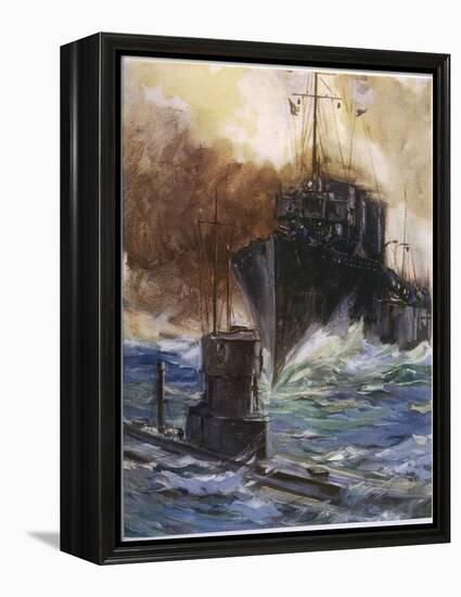 British Destroyer "Badger" Rams and Damages a U-Boat off the Dutch Coast-Cyrus Cuneo-Framed Premier Image Canvas