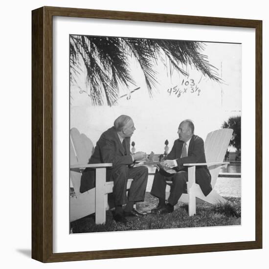 British Economist John Maynard Keynes and Harry D. White Meeting at the Monetary Conf-null-Framed Photographic Print