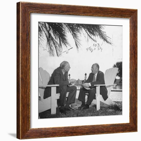 British Economist John Maynard Keynes and Harry D. White Meeting at the Monetary Conf-null-Framed Photographic Print