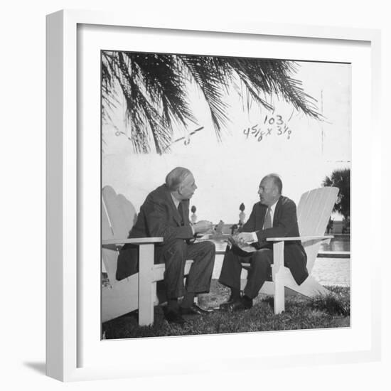 British Economist John Maynard Keynes and Harry D. White Meeting at the Monetary Conf-null-Framed Photographic Print