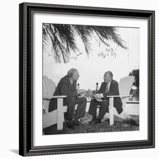 British Economist John Maynard Keynes and Harry D. White Meeting at the Monetary Conf-null-Framed Photographic Print