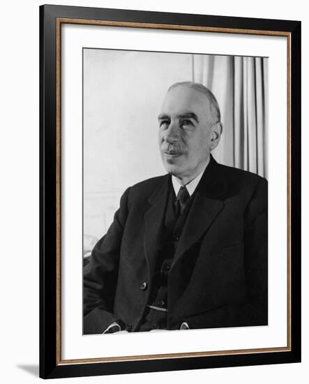 British Economist John Maynard Keynes Sitting in His Study at Home-null-Framed Premium Photographic Print