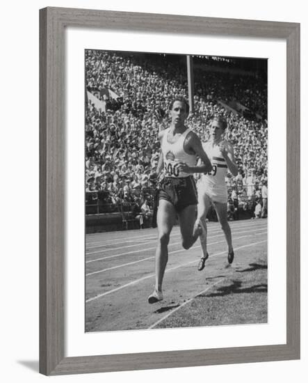 British Empire Games, Runners John Landy and Roger Bannister Competing-Ralph Morse-Framed Premium Photographic Print