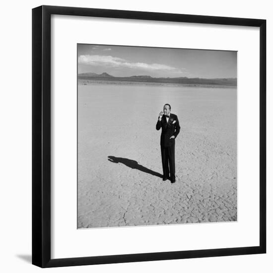 British Entertainer Noel Coward in Middle of Desert, Dressed for His Nightclub Act-Loomis Dean-Framed Premium Photographic Print