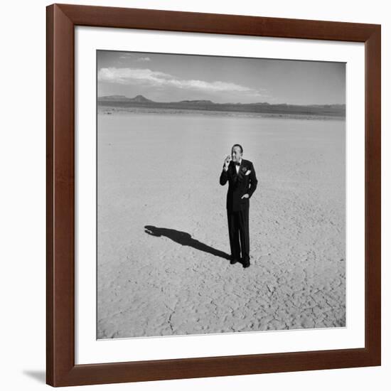 British Entertainer Noel Coward in Middle of Desert, Dressed for His Nightclub Act-Loomis Dean-Framed Premium Photographic Print