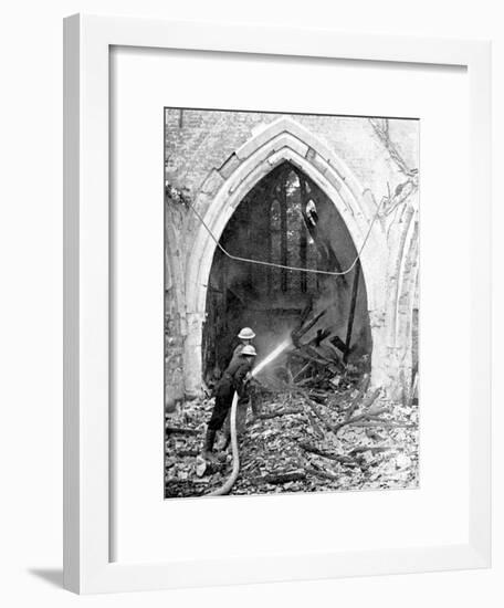 British Firefighters Damping Down a Bombed Church, World War II, June 1940-null-Framed Giclee Print