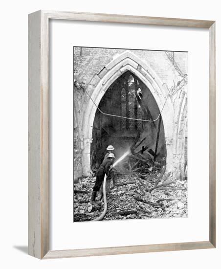 British Firefighters Damping Down a Bombed Church, World War II, June 1940-null-Framed Giclee Print