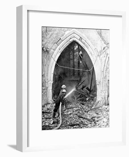 British Firefighters Damping Down a Bombed Church, World War II, June 1940-null-Framed Giclee Print