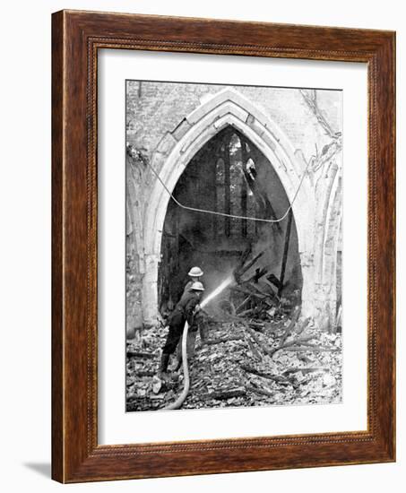 British Firefighters Damping Down a Bombed Church, World War II, June 1940-null-Framed Giclee Print